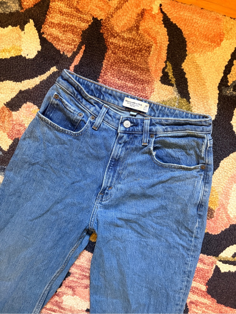 Abercrombie & Fitch Vintage-Style High-Rise Blue Denim Jeans